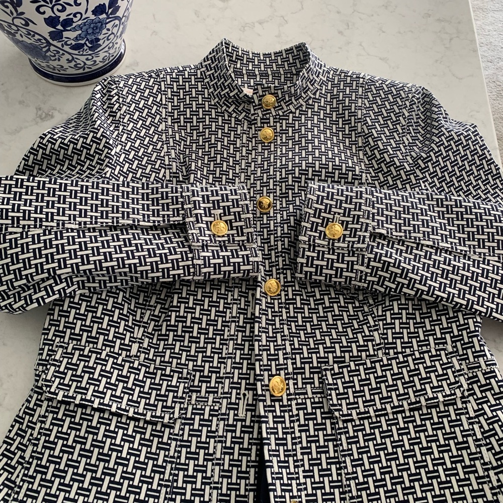 Tory Burch blue and white jacket, size 10.
